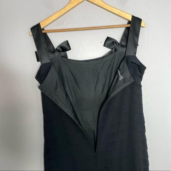 LOUIS FERAUD Vintage Dress Womens Size 12 Black Ruffle Ribbon Bow Pleated German - Picture 6 of 10